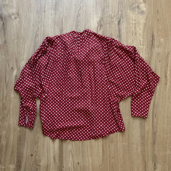 Joie dolman sleeve button-down top in orange and white print - XS - Picture 4 of 5